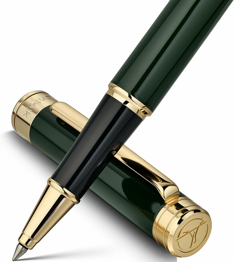 MCNTEIK Lacquer Rollerball Pen - Stunning Luxury Green Pen, 24K Gold Plating, Schmidt Refill, Precision Flow Ink, Fancy Roller Ball Gift Set for Men & Women, Christmas, Executive Office, Nice Pens - Image 1